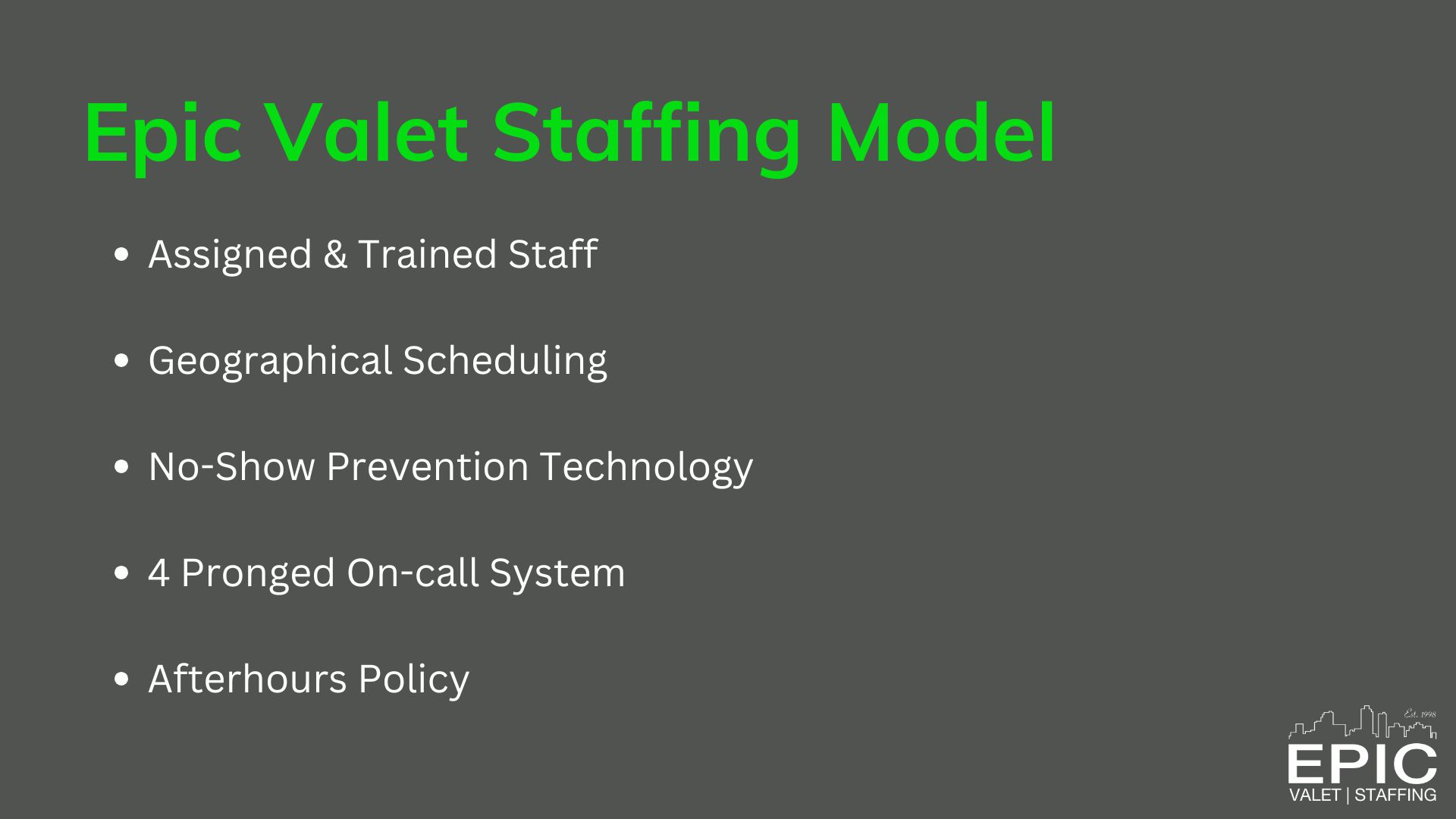 Epic Valet Staffing Model
